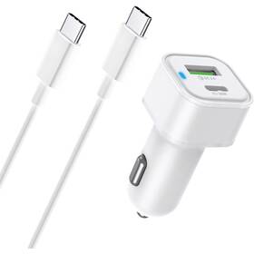 Adaptér do auta Sturdo USB/USB-C QC 3.0 PD 30 W  + 1 m USB-C kabel biely

