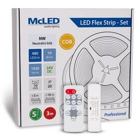 LED pásik McLED súprava 3 m + Prijímač Nano, 480 LED/m, NW, 1030 lm/m, vodič 3 m 

