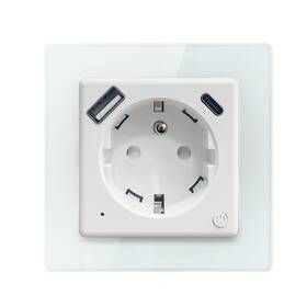 Inteligentná zásuvka IMMAX NEO SMART, Nexa s kolíkom (typ E) / 1× USB / 1× USB-C / PD 20 W / Zigbee / LIDL / TUYA biela


