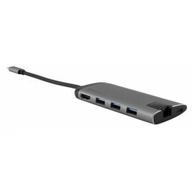 USB Hub Verbatim USB-C/3xUSB 3.0, HDMI, SD, MicroSD, RJ45 sivý

