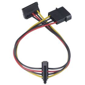 Kábel AKASA 4pin Molex na  2x SATA 30cm 

