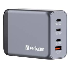 Cestovný adaptér Verbatim GNC-240 GaN, 240W, 3x USB-C PD, 1x USB QC sivý

