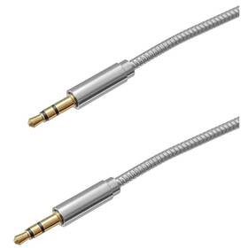 Kábel Mobilnet 3,5 mm jack / 3,5 mm jack, 1m strieborný

