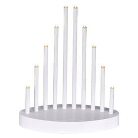 LED dekorácie EMOS 10 LED svietnik biely, 24,5 cm, 3x AA, vnútorná, teplá biela, časovač 

