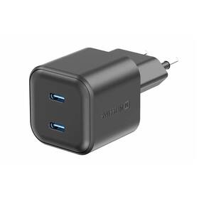 Nabíjačka do siete Swissten GaN, PD 2x USB-C 20W čierna


