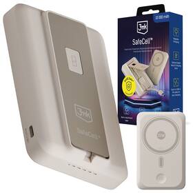 Powerbank 3mk SafeCell 4in1 Semi-Solid 10000 mAh, 22.5 W, MagSafe, nabíjanie Apple Watch béžová

