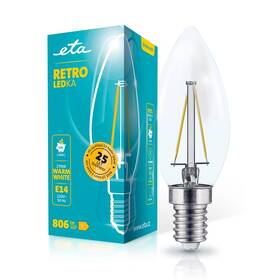 LED žiarovka ETA RETRO LEDka svíčka filament 6W, E14, teplá bílá 
