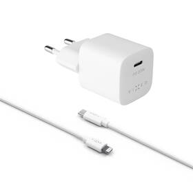 Nabíjačka do siete FIXED Mini USB-C PD 20W, MFI + Lightning kábel 1m biela

