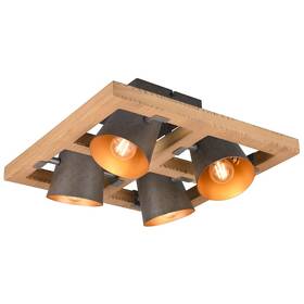 LED stropné svietidlo TRIO Bell, 4x E14 drevené/kovové


