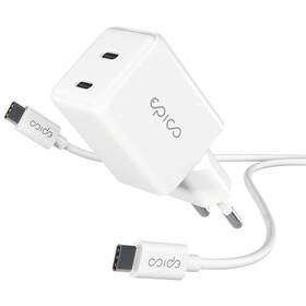 Nabíjačka do siete Epico UltraBoost GaN 35W 2xUSB-C + USB-C kabel 1,2m biela

