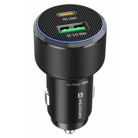 Adaptér do auta Swissten USB-C PD + USB-A, 38W čierny

