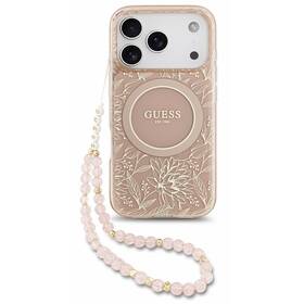 Kryt na mobil Guess IML Flowers Allover Strap MagSafe na Apple iPhone 18 Pro ružový

