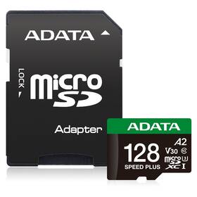 Pamäťová karta ADATA Speed Plus MicroSDXC 128GB, U3 (180R/160W) + SD adaptér čierna


