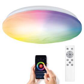 LED stropné svietidlo Solight LED smart Wave, 30W, 2300lm, wifi, RGB + CCT, diaľkové ovládanie biele

