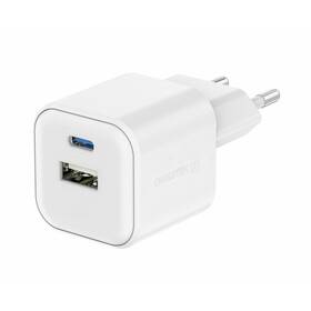 Nabíjačka do siete Swissten 12W 1x USB-C + 1x USB-A biela

