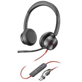 Headset HP Poly Blackwire 8225 MS, USB-C/A adaptér, stereo čierny

