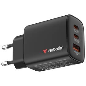 Nabíjačka do siete Verbatim Essentials 65W, 2×USB-C PD, 1×USB-A QC čierna

