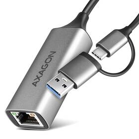 Sieťová karta Axagon USB-C + USB-A 3.2 Gen 1 - Gigabit Ethernet sivá

