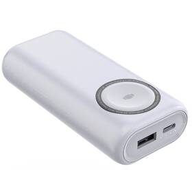 Powerbank WG 10000 mAh, s nabíjacím slotom na Apple Watch biela


