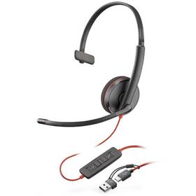 Headset HP Poly Blackwire 3210, USB-C/A adaptér, mono čierny

