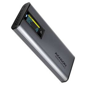 Externý rámček Axagon DISPLAY box, USB-C 10Gbps - M.2 NVMe & SATA SSD sivý

