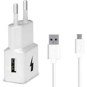 Nabíjačka do siete WG 1xUSB, QC 3.0 + USB-C kabel biela


