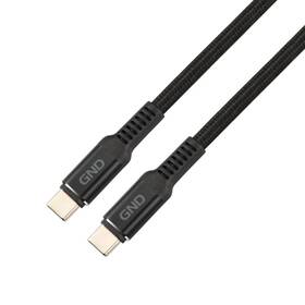 Kábel GND USB-C / USB-C, 2m, 100W, opletený čierny

