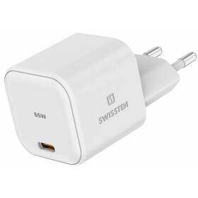 Nabíjačka do siete Swissten GaN, 1x USB-C, 65 W, PD biela

