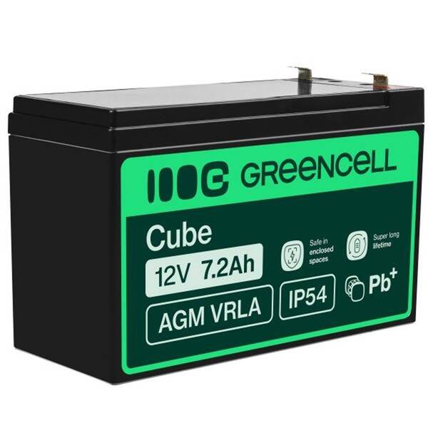 Olovený akumulátor Green Cell AGM batéria, 12V, 7.2Ah čierny

