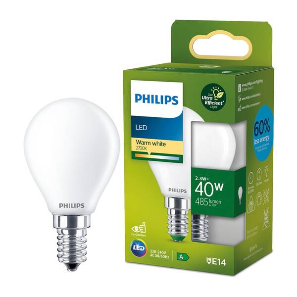LED žiarovka Philips 40W, E14, teplá biela 

