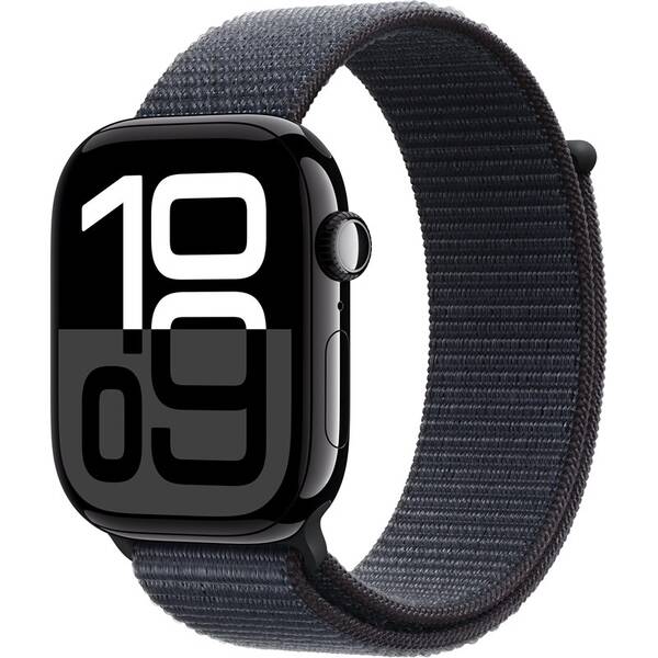 Inteligentné hodinky Apple GPS 46mm klavírno čierny hliník - atramentovo fialový prevliekaci športový remienok 

