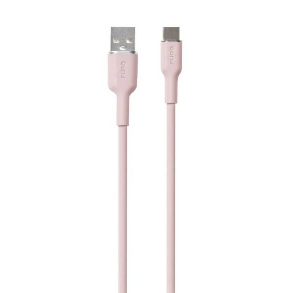 Kábel Puro Soft USB-C/USB-A 60 W, 1,5 m ružový

