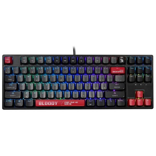 Klávesnica A4Tech Bloody S87 TKL, Red Switch, USB, CZ/SK layout čierna

