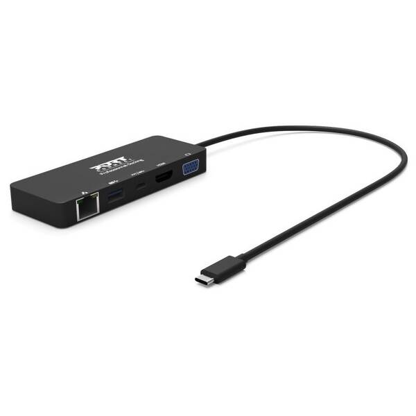 USB Hub PORT CONNECT USB-C/LAN, HDMI, VGA, USB-C PD 3.0 85W, USB-A čierny

