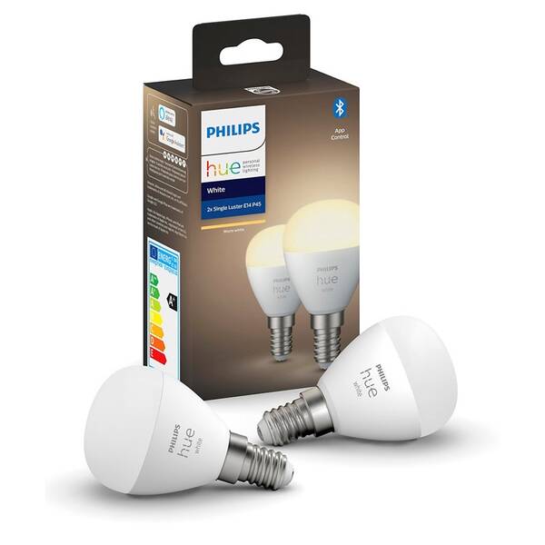 Inteligentná žiarovka Philips Bluetooth, 5,7W, E14, White, 2ks 

