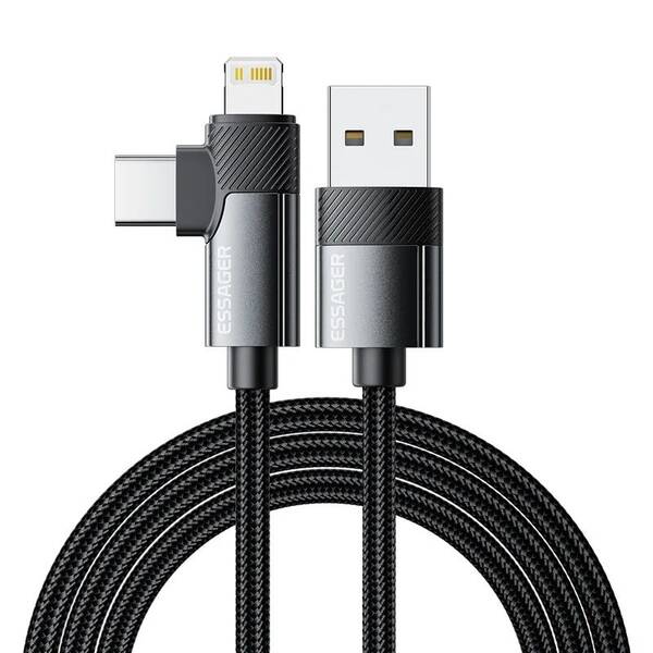 Kábel Essager William USB-A / USB-C - Lightning, 3A, 2m čierny

