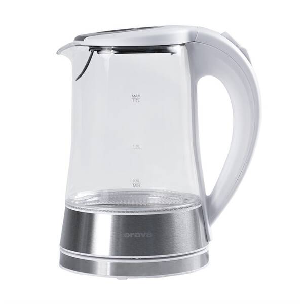 Rýchlovarná kanvica Orava VK-4017 W, 1,7 l biela/sklo

