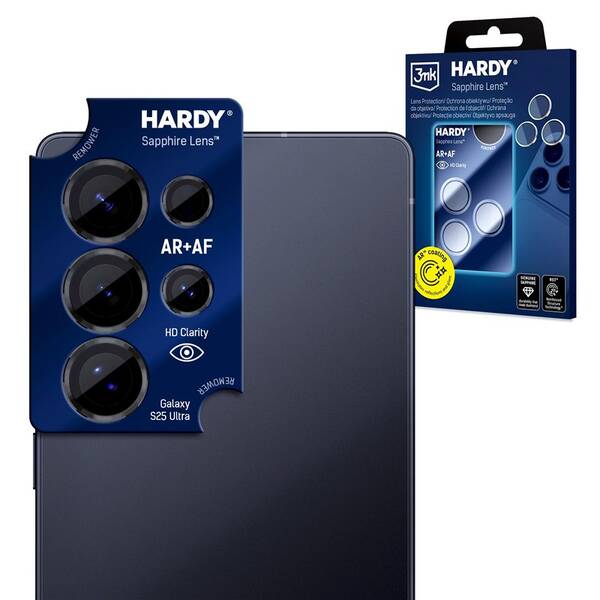Ochranné sklo šošovky fotoaparátu 3mk HARDY Sapphire Lens safírové na Samsung Galaxy S25 Ultra čierne

