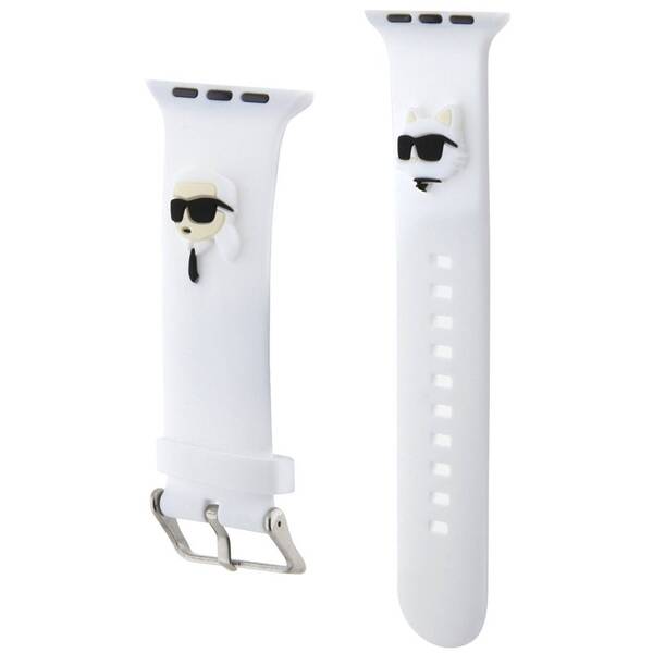 Remienok Karl Lagerfeld Karl and Choupette na Apple Watch 42/44/45mm biely

