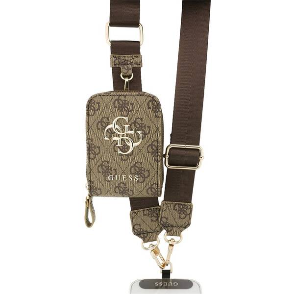 Popruh na krk Guess Crossbody PU 4G Metal Logo + Peňaženka hnedý


