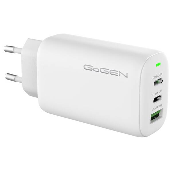 Nabíjačka do siete GoGEN ACHPD 365, 2x USB-C PD, 1x USB-A, 65W biela

