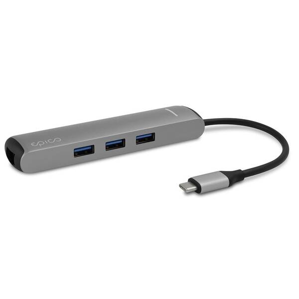 USB Hub Epico USB-C Slim strieborný

