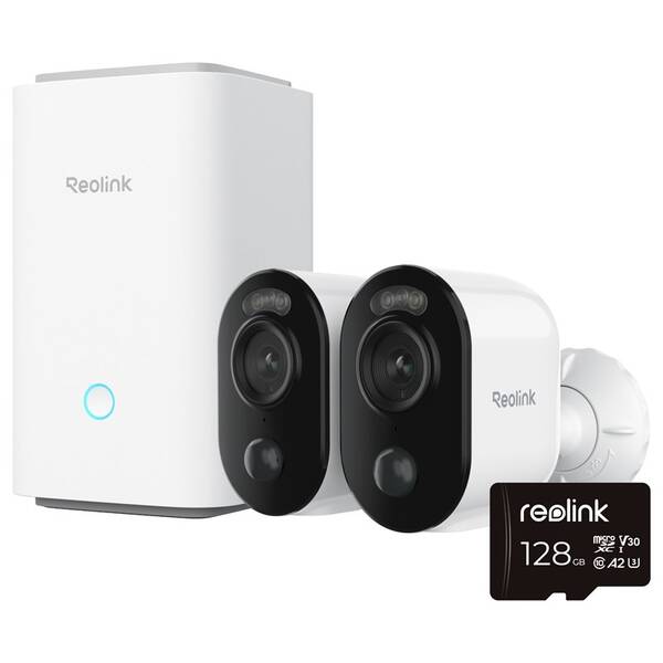 IP kamera Reolink 2x Argus Series B310 + Hub 1 + 128GB microSD karta biela

