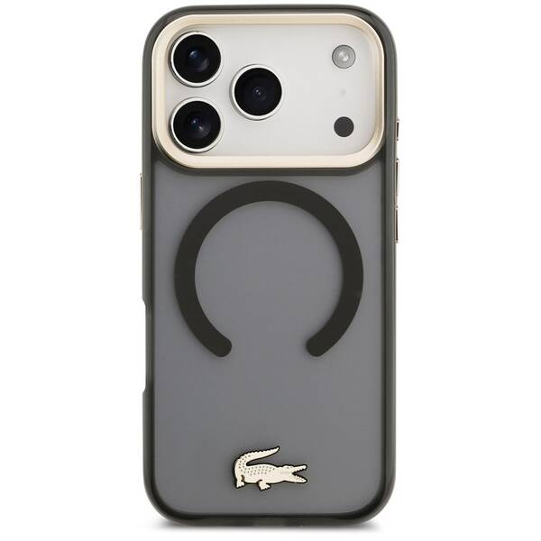 Kryt na mobil Lacoste Frosted Finish Gold Logo MagSafe na Apple iPhone 17 Pro čierny

