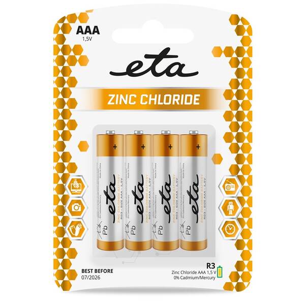 Batéria zinkochloridová ETA AAA, R03, blister 4ks 

