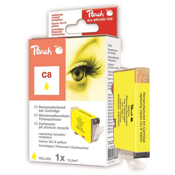 Cartridge Peach Canon CLI-8y, 13 ml žltá

