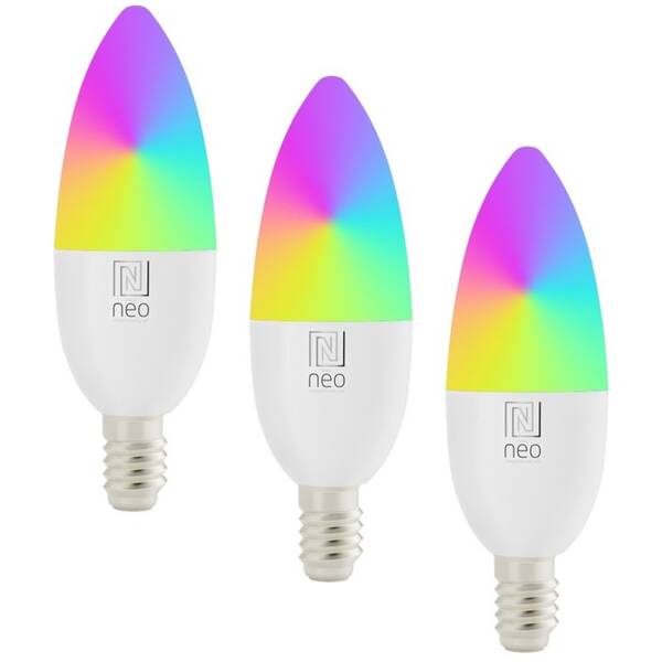 Inteligentná žiarovka IMMAX NEO SMART LED E14 6W RGB+CCT farebná a biela, stmievateľná, WiFi, 3ks 

