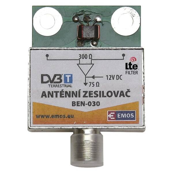 Zosilňovač EMOS anténny predzosilňovač 30dB VHF/UHF 

