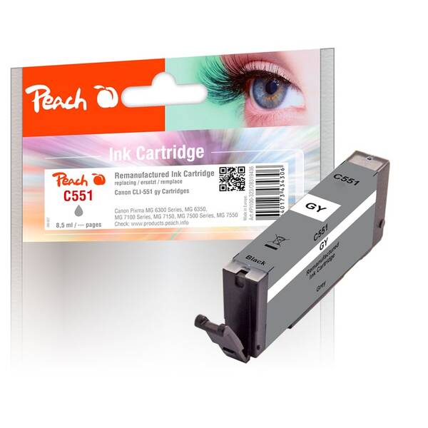 Cartridge Peach Canon CLI-551GY, 8,5 ml sivá

