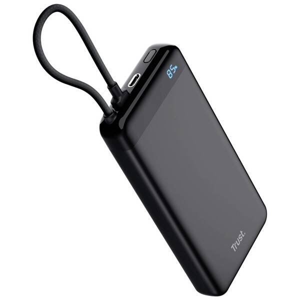 Powerbank Trust Fiera, 20000 mAh, s káblom, 2x USB-C čierna

